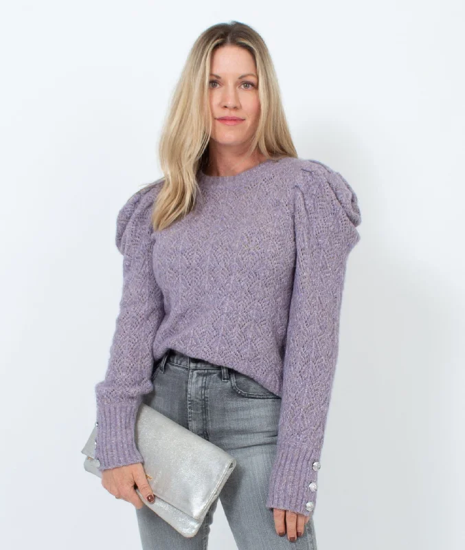 Open Knit Pullover Sweater Solo Sleeve Pullover