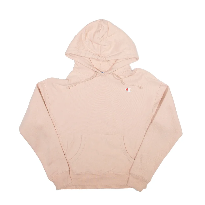 CHAMPION Reverse Weave Hoodie Pink Pullover Womens M Short Sleeve Top