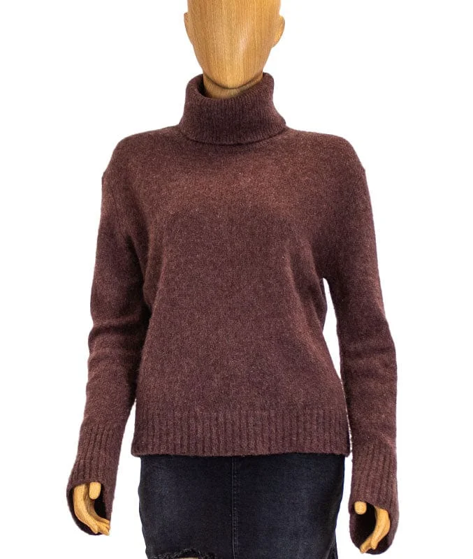 Cashmere Pullover Turtleneck Ribbed Crew Neck
