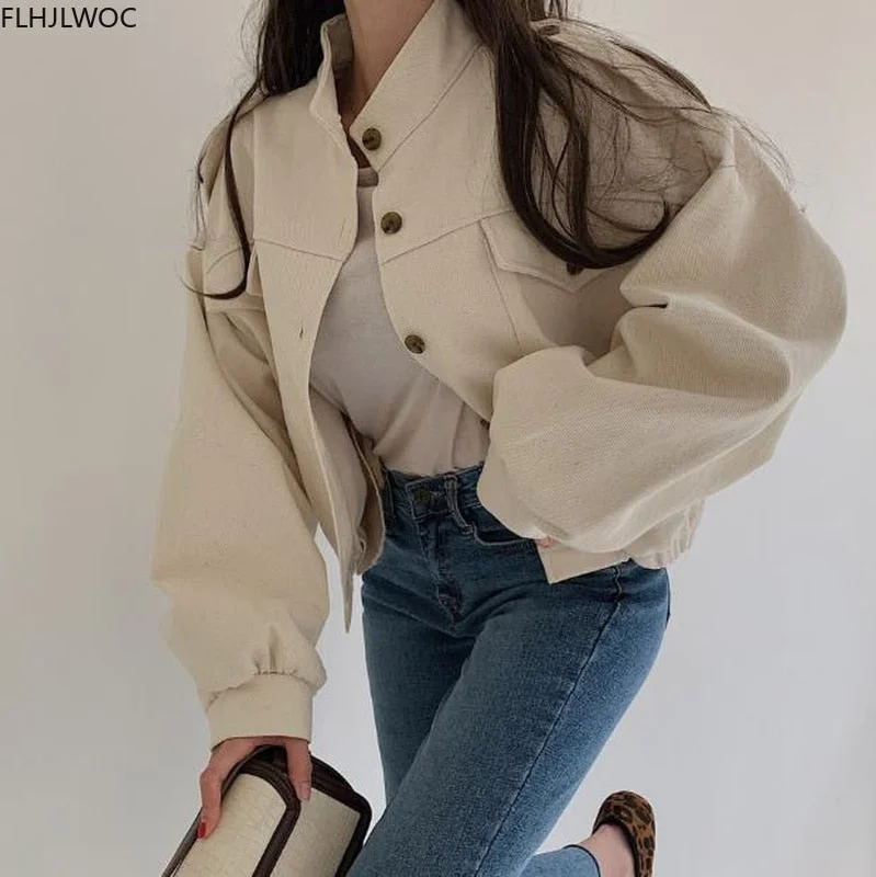 2020 Autumn Winter Short Coats Outerwear Long Sleeve Cute Fashion Solid Single Breasted Button Crop Korean Short Jackets 9020 Denim Jacket Leather Jacket Suede Jacket 2020 Autumn Winter Short Coats Outerwear Long Sleeve Cute Fashion Solid Single Breasted Button Crop Korean Short Jackets 9020 Denim Jacket Leather Jacket Suede Jacket
