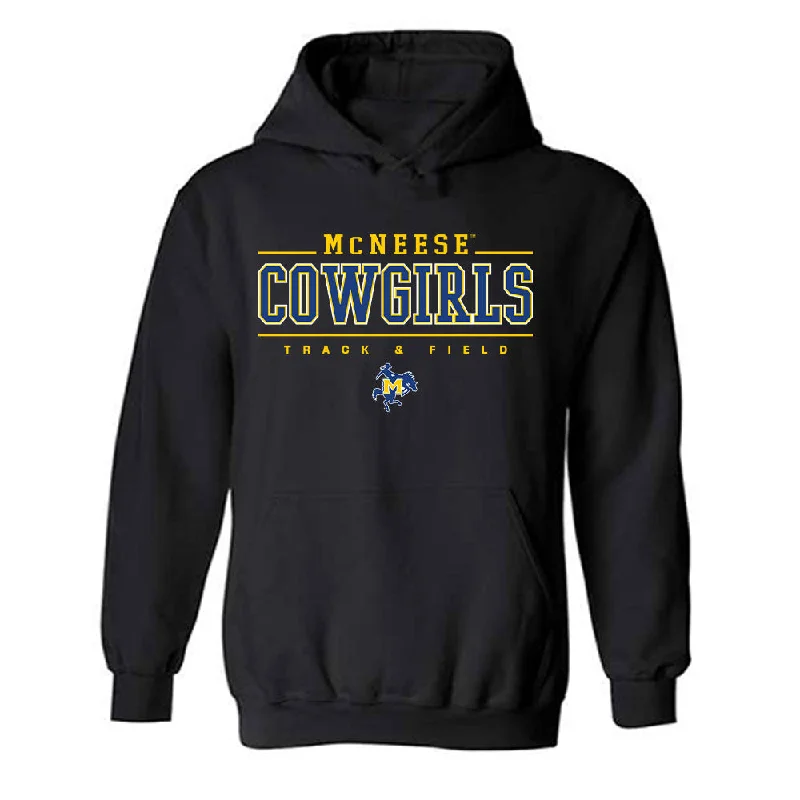 McNeese State - NCAA Women's Track & Field : Brianna Underwood - Classic Shersey Hooded Sweatshirt Hoodie with Applique Textured Unique