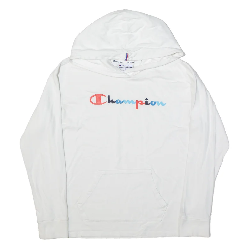 CHAMPION Lightweight Hoodie White Pullover Womens M Cold Shoulder Design