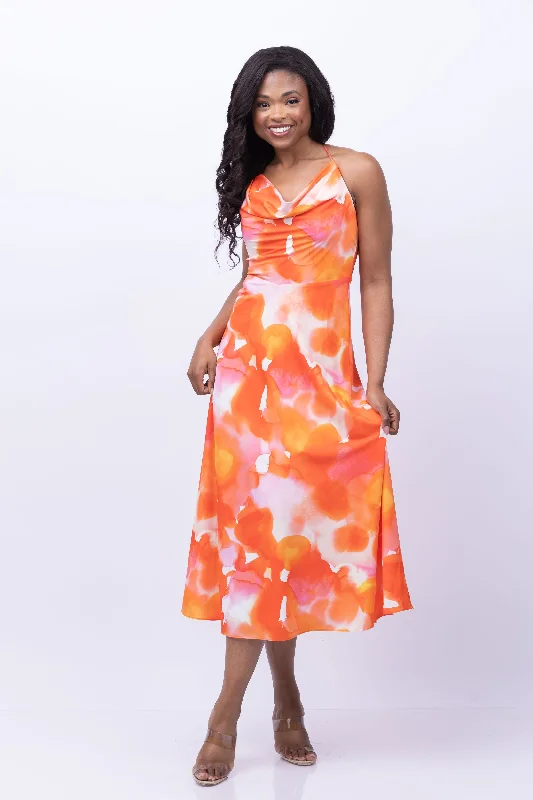 Halston Avni Crepe Dress in Sunset Water