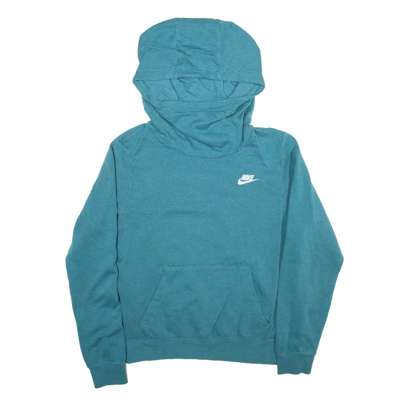 NIKE Hoodie Blue Pullover Womens M Fitted Ribbed Sweater