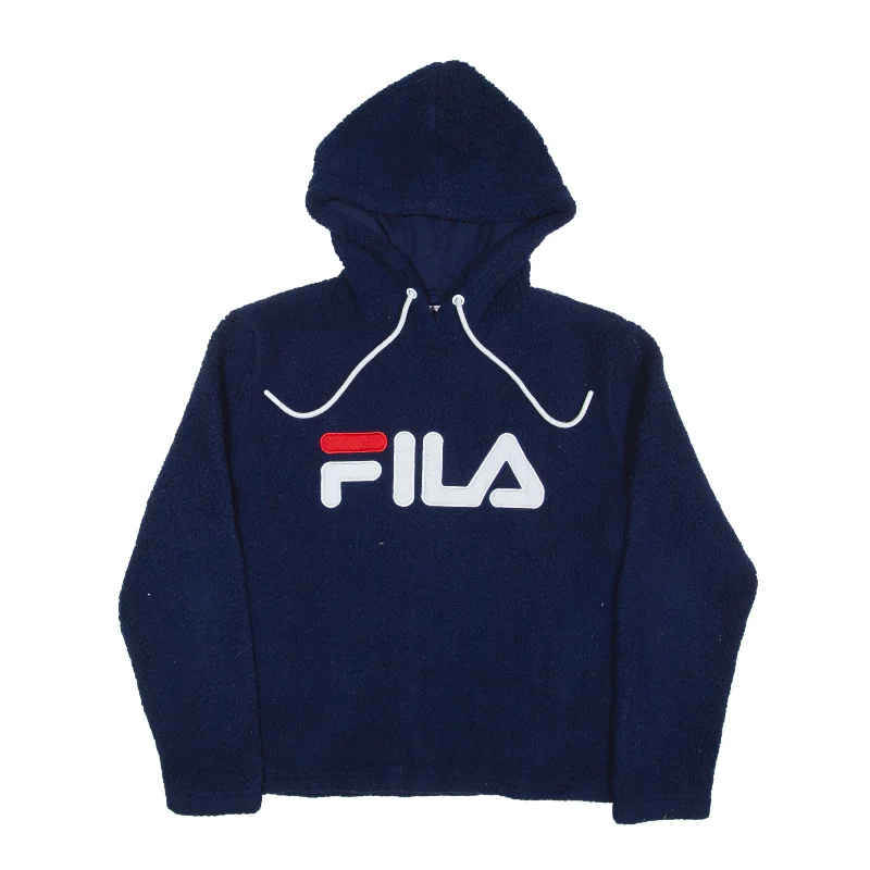 FILA Fleece Hoodie Blue Pullover Womens M Oversized Cozy Pullover