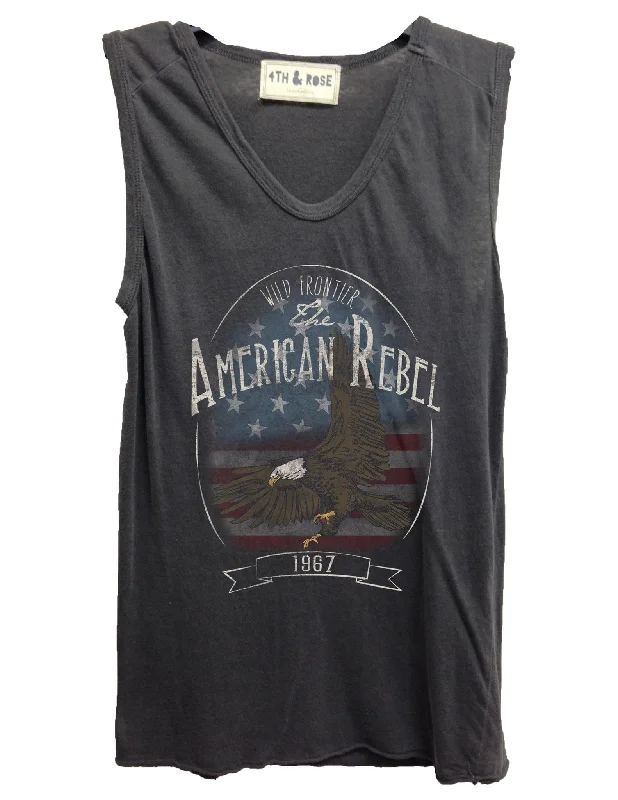 4th & Rose American Rebel Eagle Flag Charcoal Muscle Tank mint tank top