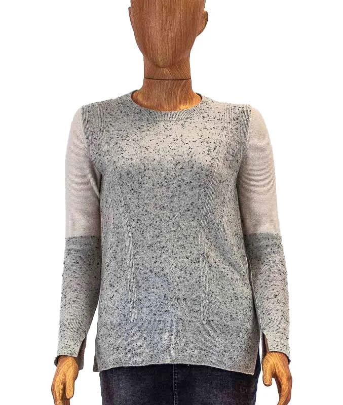 Speckled Print Pullover Sweater Fitted Ribbed Sweater