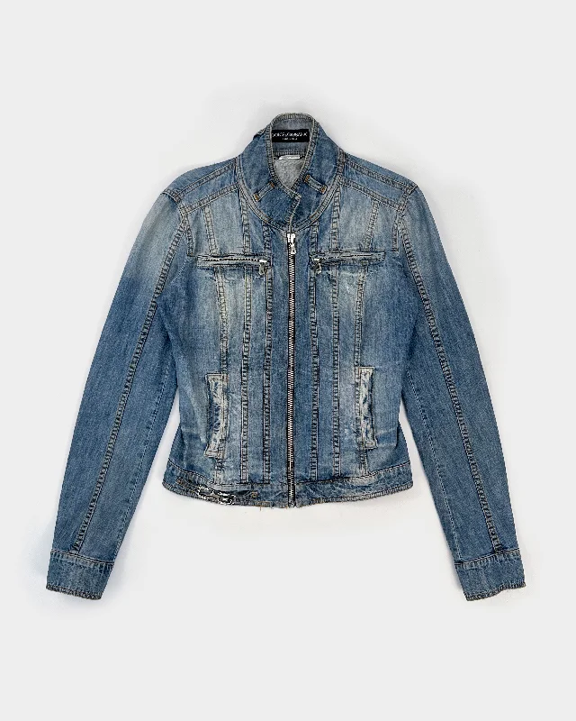Dolce & Gabbana Panelled Denim Jacket 2000's Denim Fabric Leather Fabric Suede Fabric