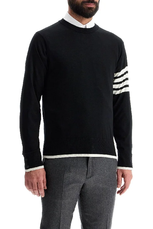 Thom Browne 4-Bar Wool Jersey Pullover Sweater Short Puff Sleeve
