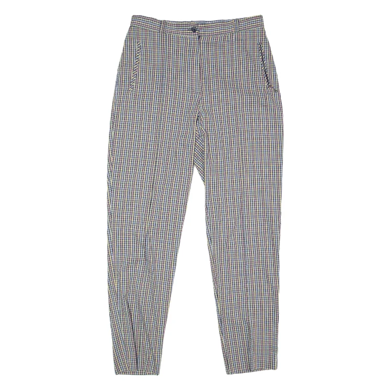 CITY LIFE Check Trousers Blue Regular Tapered Womens W30 L30 Trousers practical durable