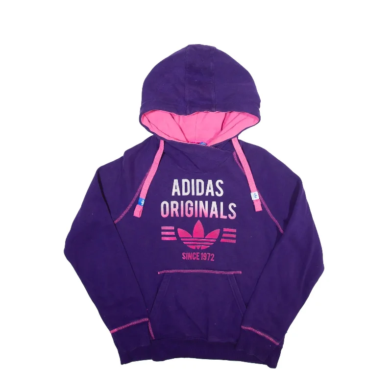 ADIDAS 2014 Hoodie Purple Pullover Womens UK 12 Boxy Neck Sweater