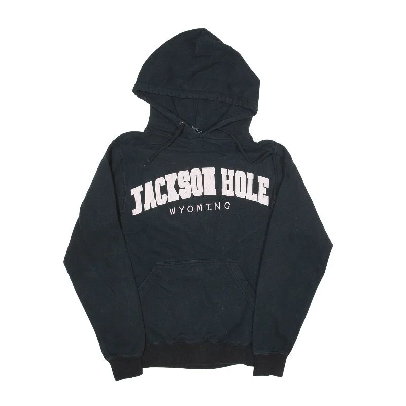 BAC Jackson Hole Wyoming USA Hoodie Black Pullover Womens XS Honey Neck Pullover