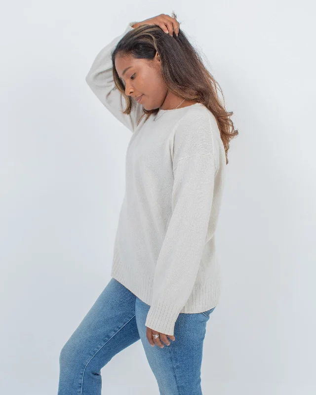 Cashmere Pullover Sweater Shirred Sleeve Feminine