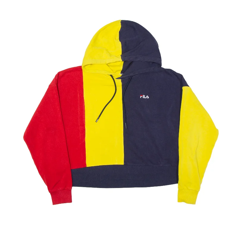 FILA Cropped Hoodie Blue Pullover Womens XL Boat Neck Sweater
