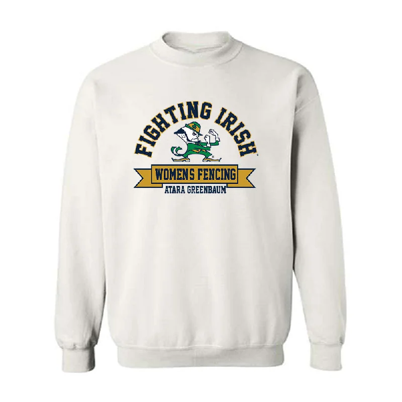 Notre Dame - NCAA Women's Fencing : Atara Greenbaum - Classic Fashion Shersey Crewneck Sweatshirt Cotton Hoodie Fleece Lining Warmth Notre Dame - NCAA Women's Fencing : Atara Greenbaum - Classic Fashion Shersey Crewneck Sweatshirt Cotton Hoodie Fleece Lining Warmth