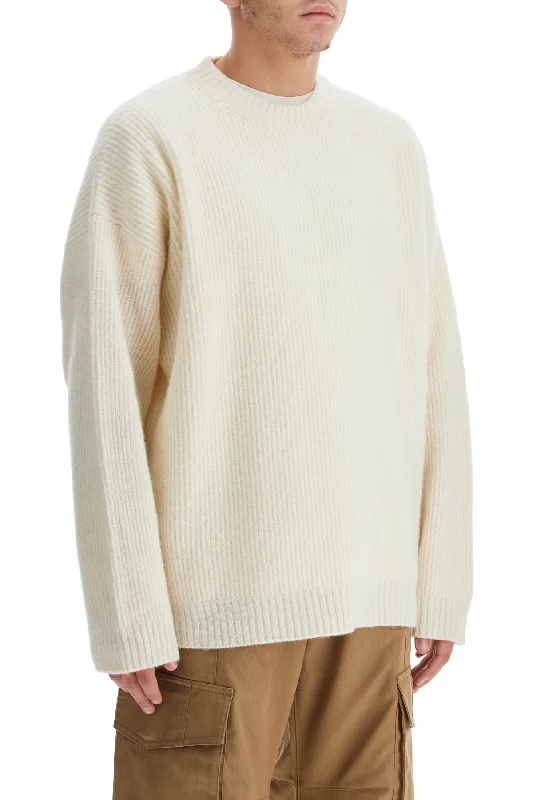 Golden Goose Ribbed Wool Pullover Sweater Slit Sleeve Stylish