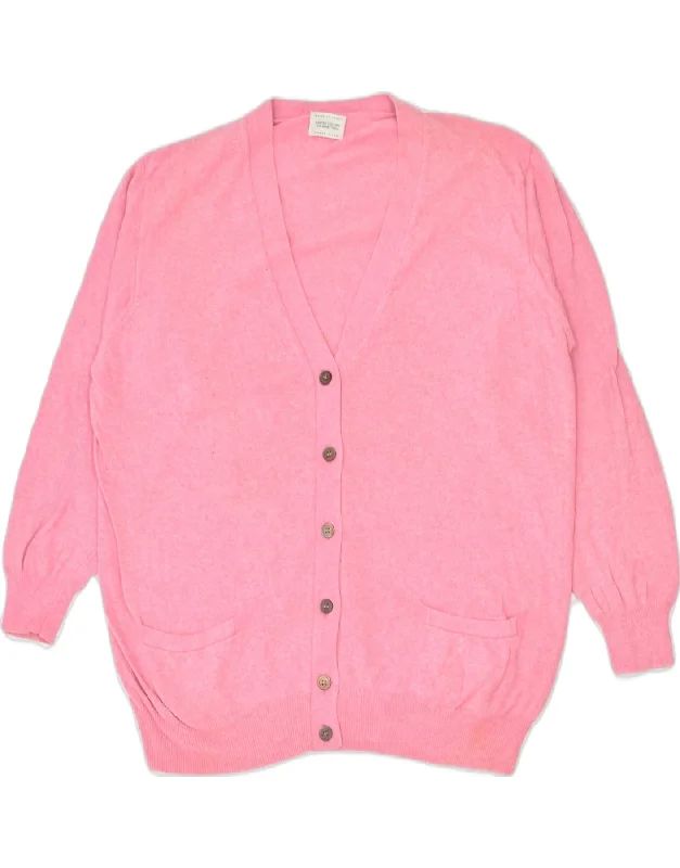 BENETTON Womens Loose Fit Cardigan Sweater UK 14 Medium Pink Viscose Spandex Blend Rayon Blend Denim Blend BENETTON Womens Loose Fit Cardigan Sweater UK 14 Medium Pink Viscose Spandex Blend Rayon Blend Denim Blend