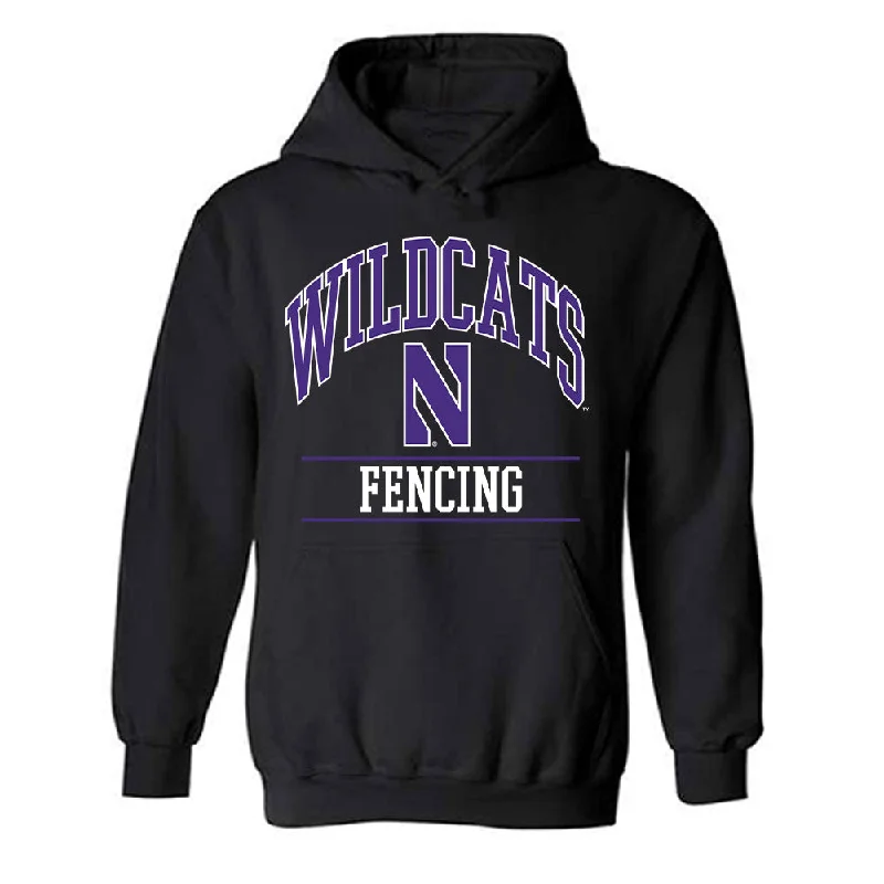 Northwestern - NCAA Women's Fencing : Rowan Park - Classic Shersey Hooded Sweatshirt Hoodie with Stripes Bold Sporty Northwestern - NCAA Women's Fencing : Rowan Park - Classic Shersey Hooded Sweatshirt Hoodie with Stripes Bold Sporty