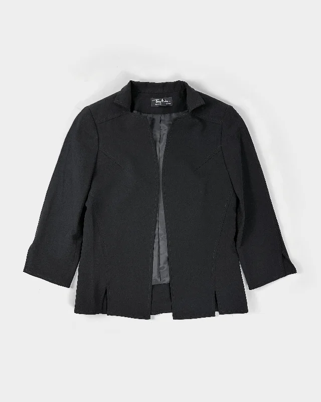 Thierry Mugler "Uniforme" Black 3/4 Jacket 1990's Snapped Jacket Toggled Jacket Drawstring Jacket