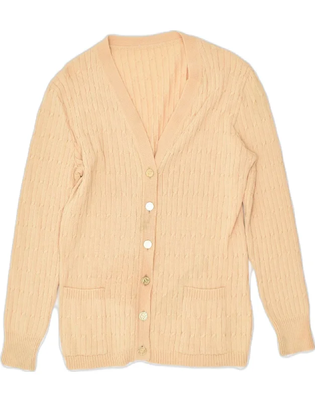 VINTAGE Womens Cardigan Sweater IT 44 Medium Beige Mesh Blend Leather Blend Suede Blend VINTAGE Womens Cardigan Sweater IT 44 Medium Beige Mesh Blend Leather Blend Suede Blend