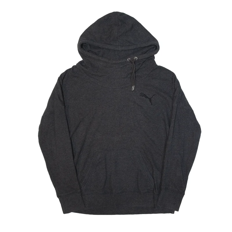 PUMA High Neck Hoodie Grey Pullover Womens UK 16 Asymmetrical Hem Sweater