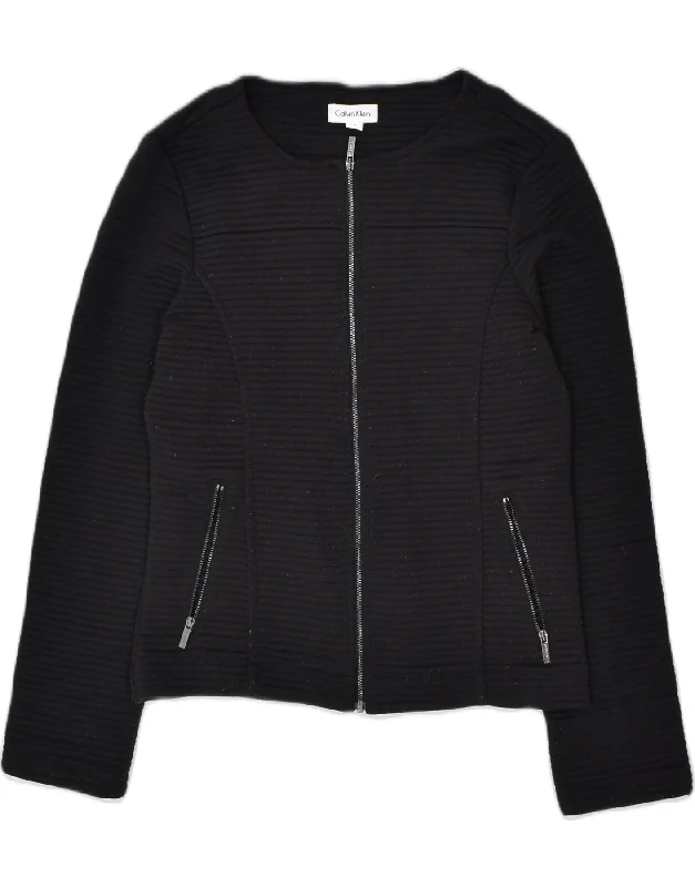 CALVIN KLEIN Womens Cardigan Sweater UK 10 Small Black Transparent Opaque Sheer