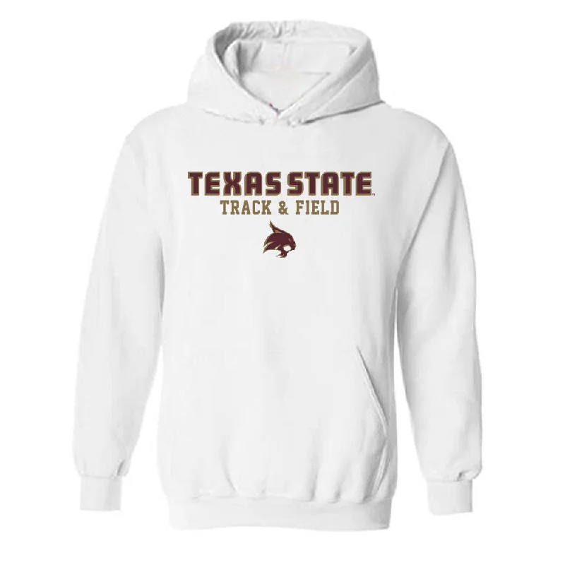 Texas State - NCAA Women's Track & Field : Sydney Magennis - Classic Shersey Hooded Sweatshirt Hoodie with Strings Custom Fit Adjustable