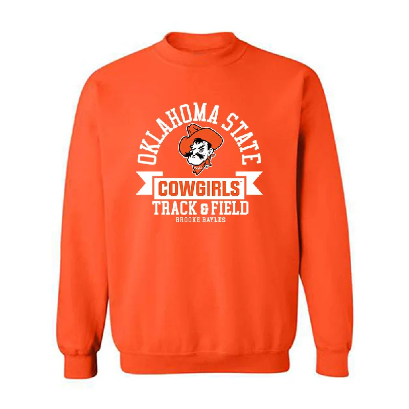 Oklahoma State - NCAA Women's Track & Field : Brooke Bayles - Classic Fashion Shersey Crewneck Sweatshirt Hoodie with Hidden Zipper Minimalist Clean