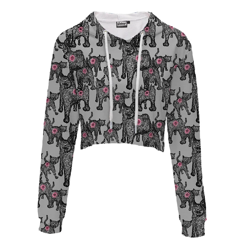 Cat Butts Crop Hoodie Hoodie with High Neck Warm Protective