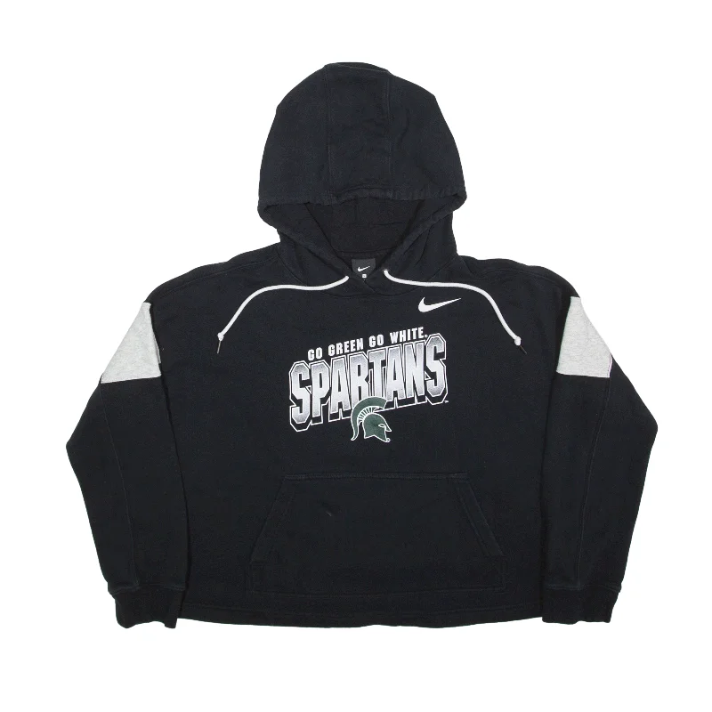 NIKE Michigan State Spartans USA Hoodie Black Pullover Womens L Crew Neck Wool