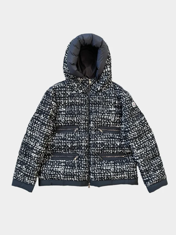 Panelled Tweed Puffer Jacket Fleece Jacket Down Jacket Feather Jacket