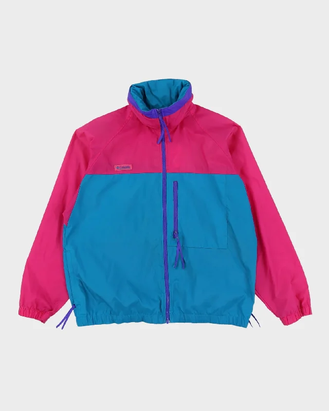 Vintage 90s Columbia Radial Sleeve Green / Pink Windbreaker Jacket - M Denim Jacket Leather Jacket Suede Jacket