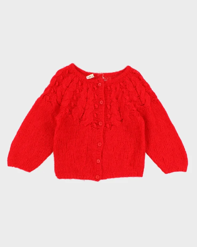 Womens Bright Red Chunky Knit Cardigan - S Nylon Fabric Polyester Fabric Spandex Fabric Womens Bright Red Chunky Knit Cardigan - S Nylon Fabric Polyester Fabric Spandex Fabric
