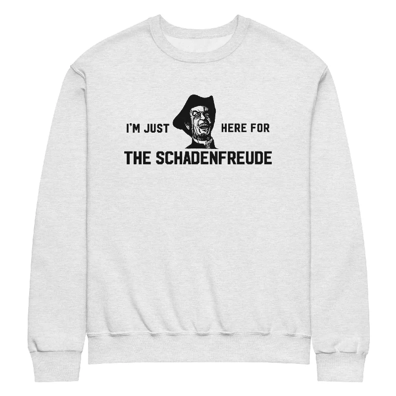 I'm Just Here for the Schadenfreude Crew Neck Sweatshirt Cotton Hoodie Fleece Lining Warmth