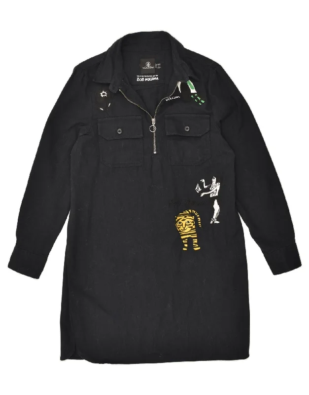 VOLCOM Womens Long Sleeve Pullover Shirt Dress US 4 Small Black Thick Cable Knit