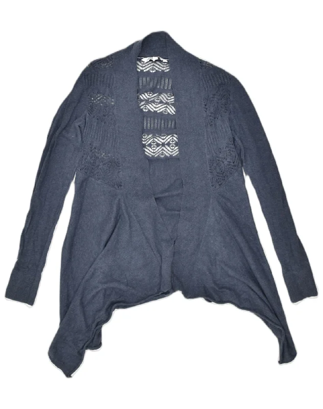 FAT FACE Womens Oversized Asymmetric Cardigan Sweater UK 10 Small Blue Wool Fabric Cashmere Fabric Tweed Fabric FAT FACE Womens Oversized Asymmetric Cardigan Sweater UK 10 Small Blue Wool Fabric Cashmere Fabric Tweed Fabric