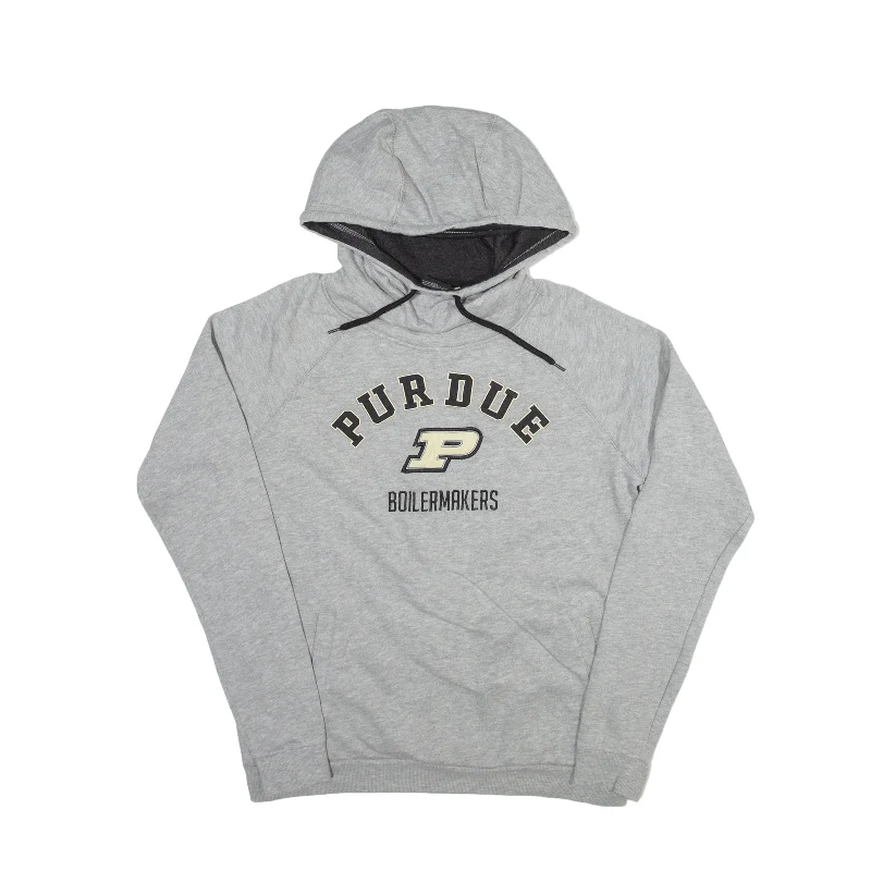 COLOSSEUM Purdue Boilmakers USA Hoodie Grey Pullover Womens L Faux Fur Trim