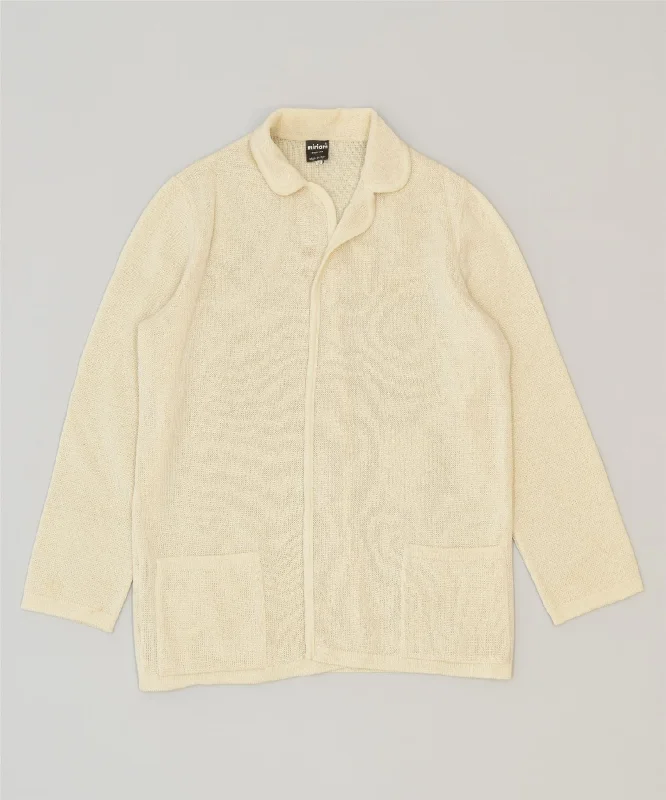 MIRIAM Womens Cardigan Sweater IT 46 Large Beige Acrylic Classic Vintage Polka Dot Checkered Tartan MIRIAM Womens Cardigan Sweater IT 46 Large Beige Acrylic Classic Vintage Polka Dot Checkered Tartan