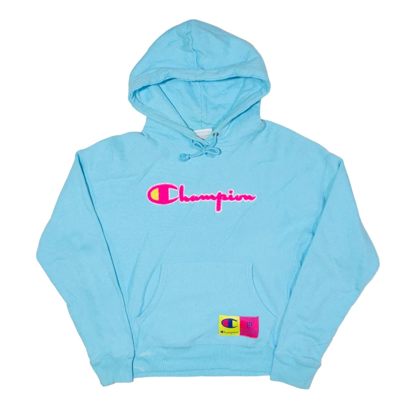 CHAMPION Reverse Weave Hoodie Blue Pullover Womens M Blouson Sleeve Pullover