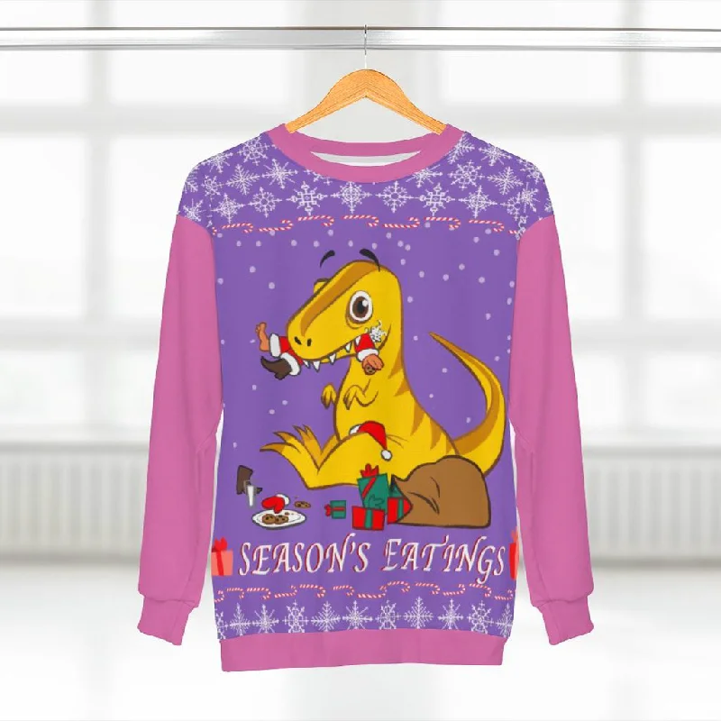 Season's Eatings - Ugly Christmas Sweatshirt Unisex Hoodie with Fur Luxurious Winter Season's Eatings - Ugly Christmas Sweatshirt Unisex Hoodie with Fur Luxurious Winter