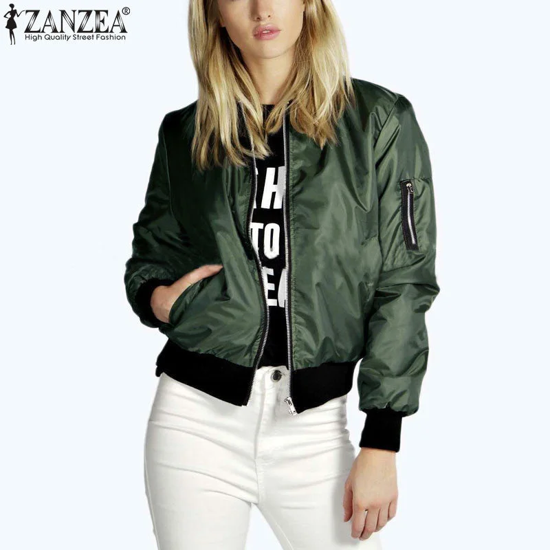 Zanzea 2017 Fashion Women Solid Celeb Bomber Long Sleeve Thin Jacket Coat Casual Stand Collar Slim Short Outerwear Plus Size Print Jacket Jacquard Jacket Patchwork Jacket Zanzea 2017 Fashion Women Solid Celeb Bomber Long Sleeve Thin Jacket Coat Casual Stand Collar Slim Short Outerwear Plus Size Print Jacket Jacquard Jacket Patchwork Jacket