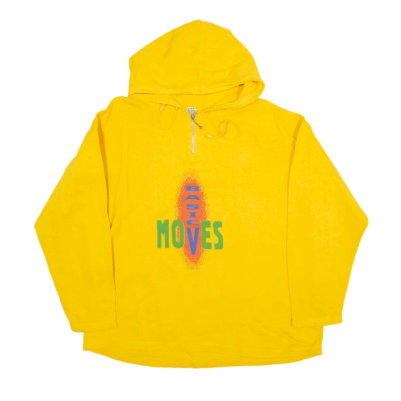 Basic Moves 1/4 Zip Hoodie Yellow Pullover Womens UK 14 Ruffle Neck Pullover