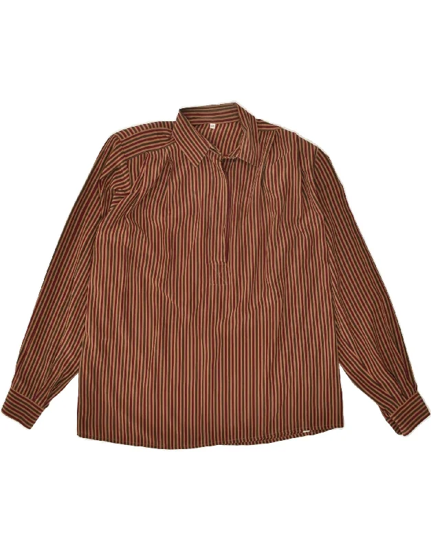 VINTAGE Womens Pullover Shirt Blouse EU 44 XL Brown Striped Hooded Pullover Sweater
