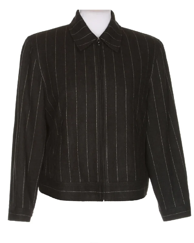 90s Emanuel Ungaro Grey Pinstripe Jacket - M Quilted Jacket Puffer Jacket Insulated Jacket