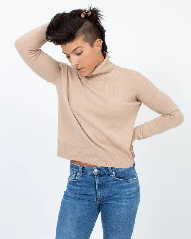 Pullover Turtleneck Sweater Asymmetrical Neck Pullover
