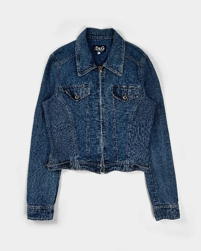 Dolce & Gabbana Stitched Denim Jacket 1990's Wool Jacket Cashmere Jacket Tweed Jacket
