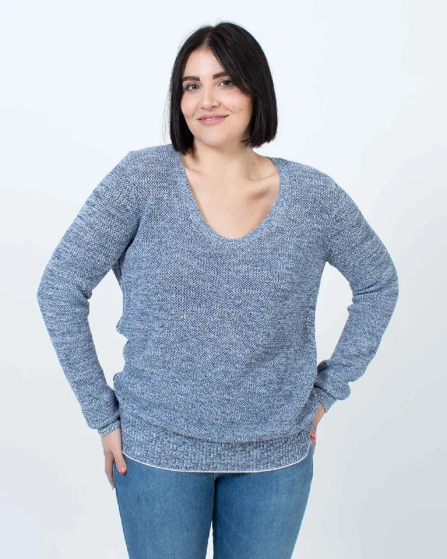 Open Knit Pullover Sweater One Shoulder Top