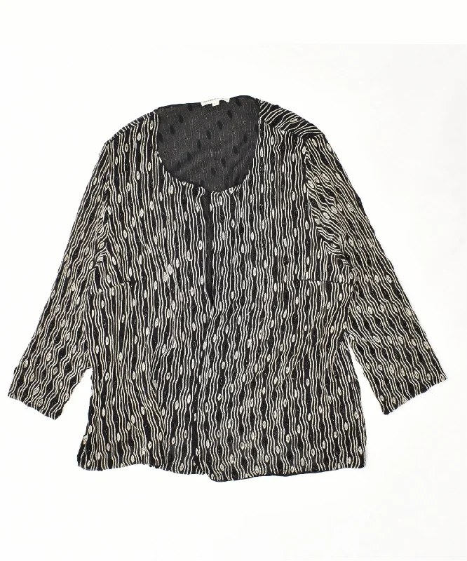 RICAMATO A MANA Womens Cardigan Top IT 53 2XL Black Geometric Vintage Cable Knit Ribbed Knit Lace Knit RICAMATO A MANA Womens Cardigan Top IT 53 2XL Black Geometric Vintage Cable Knit Ribbed Knit Lace Knit