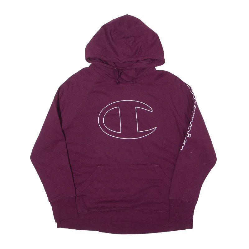 CHAMPION Hoodie Maroon Pullover Womens L Blouson Sleeve Pullover