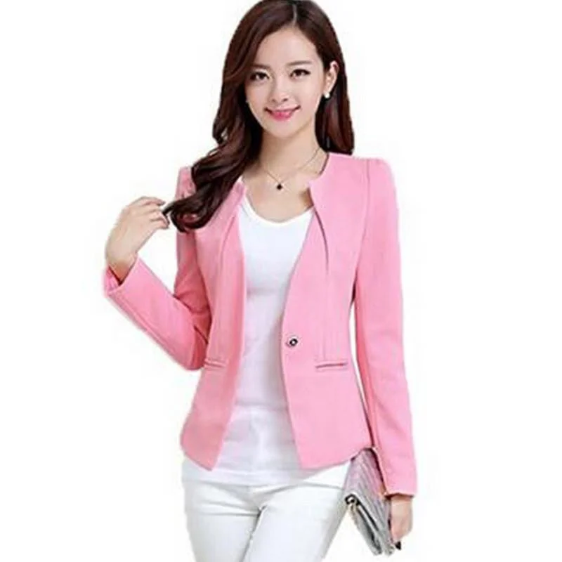 Women Slim Blazer Coat Fashion Casual Jacket Long Sleeve One Button Suit Ladies Blazers Work Wear Faux Fur Jacket Real Fur Jacket Shearling Jacket